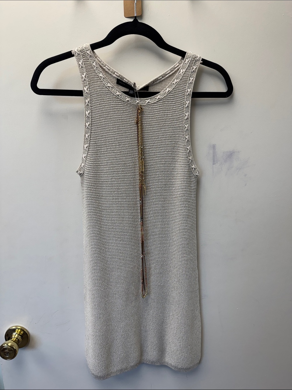 White House Black Market Cream Knit Tank Mini Dress